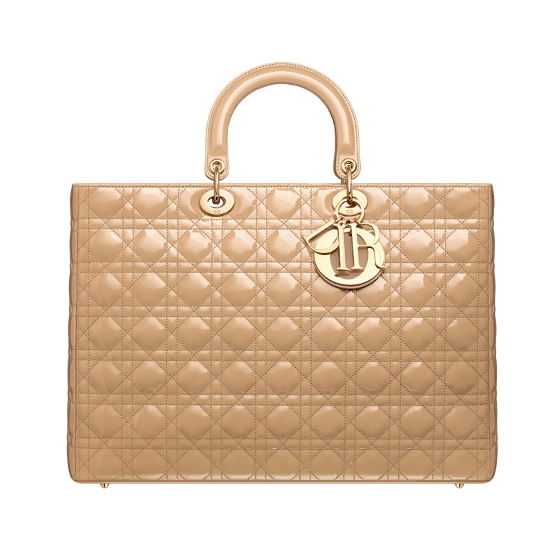 M0570OVRB M111 grande shopping bag Miss Dior in beige leat brevetto